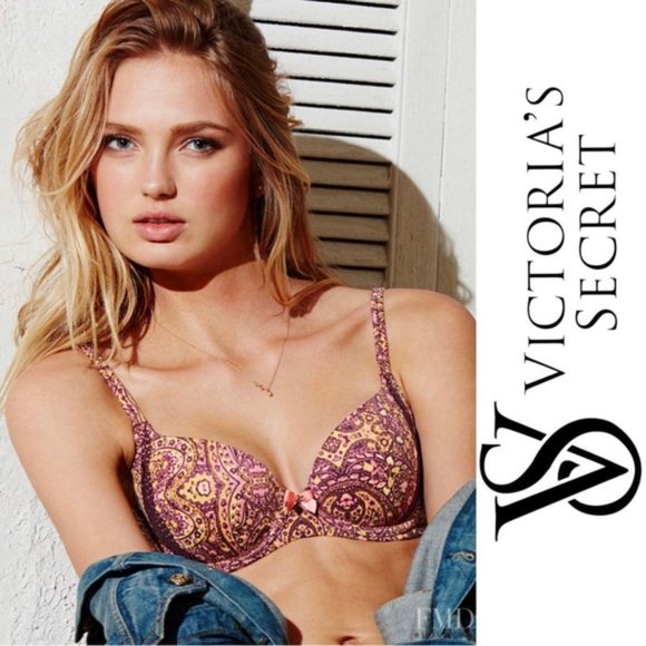 Victoria's Secret | Purple Paisley Body By Victoria "Lined Demi" Bra | Size 32C - Picture 1 of 11